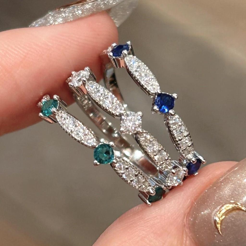 Vintage Emerald Zircon Ring - Retro Palace Style, High-End Luxury Index Finger Jewelry