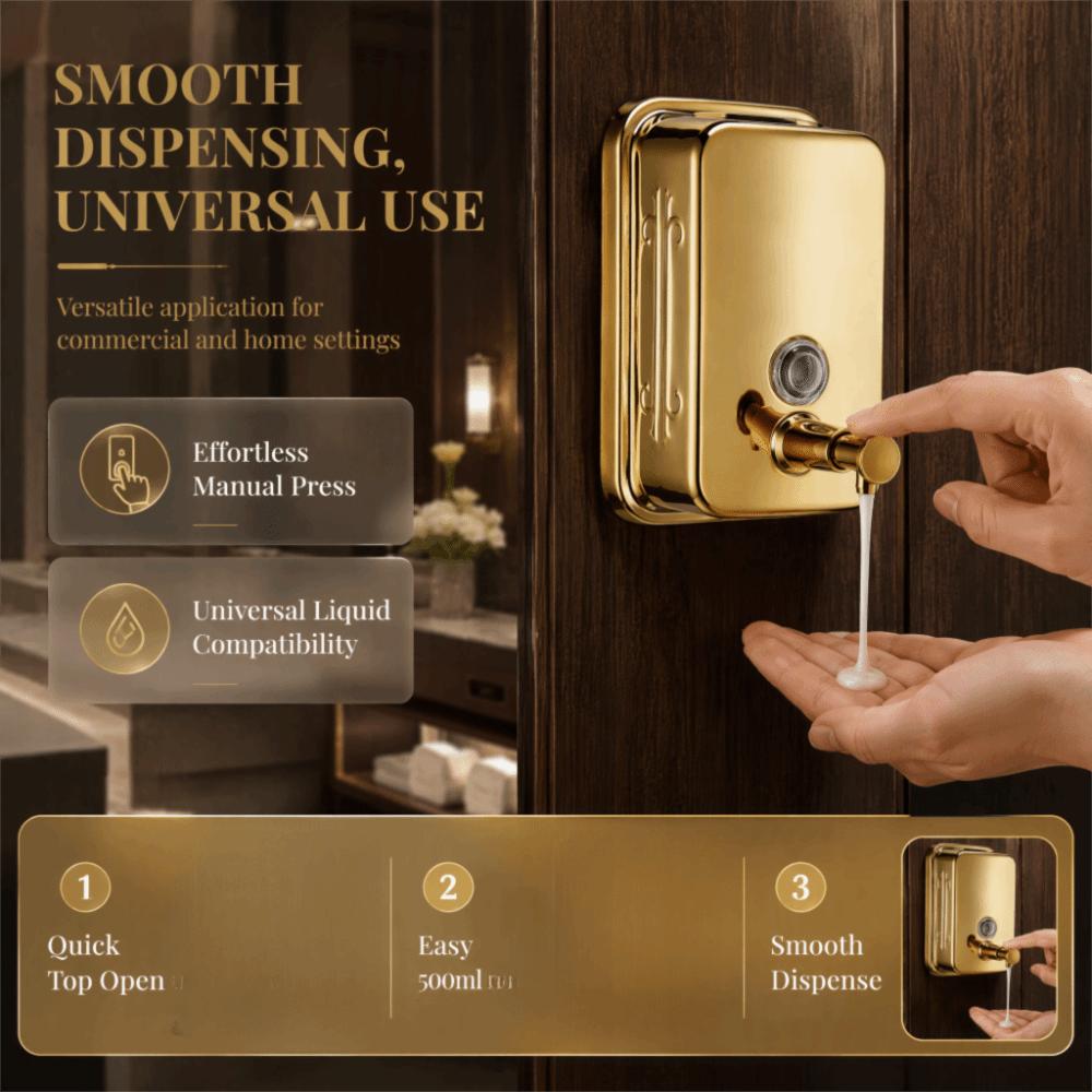 Stainless Steel Soap Dispenser Gold Liquid Soap Dispenser Manual Soap Dispenser Space Saving