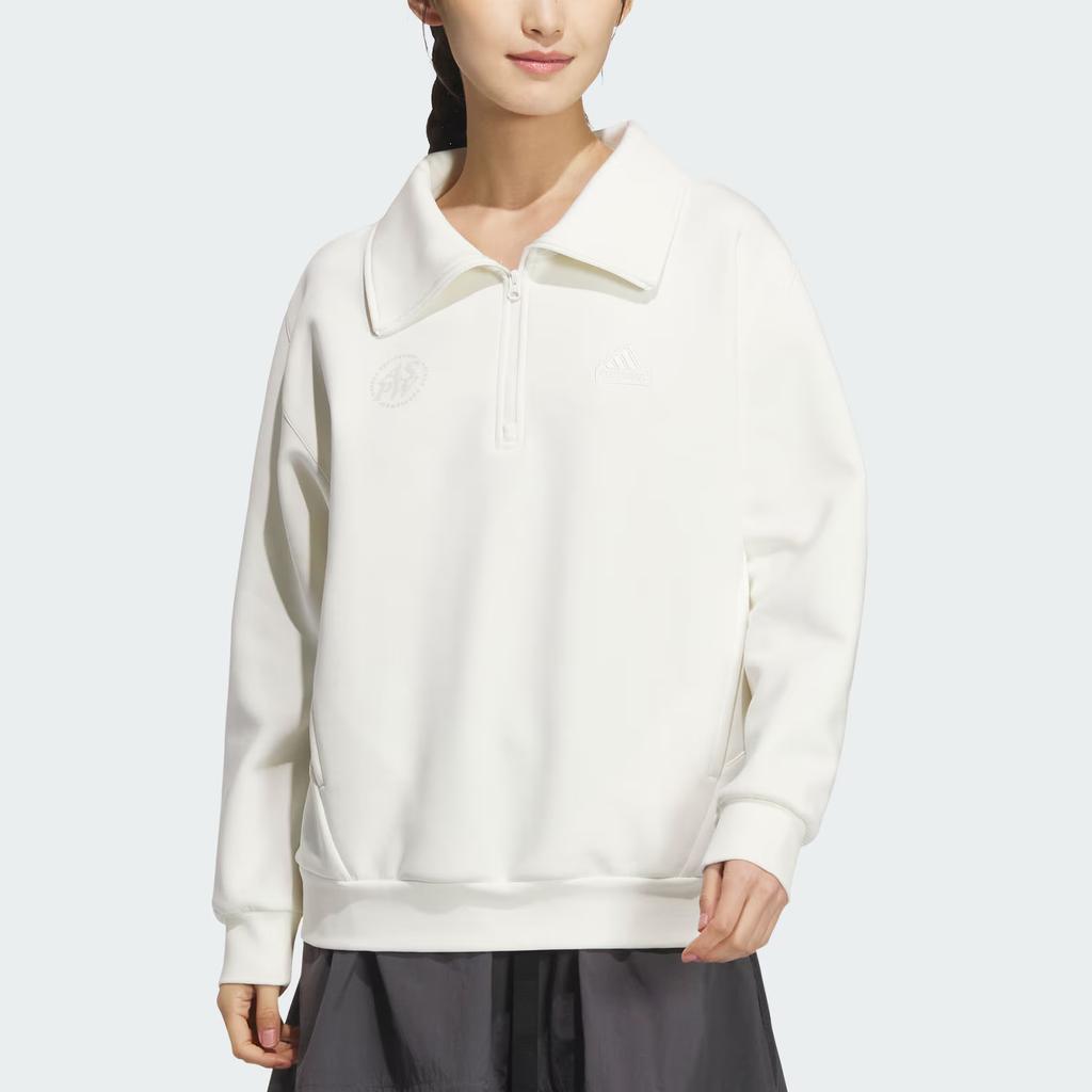 adidas Lounge Fw24 Half-Zip Sweatshirt Hoodie Women Sweatshirt White JJ3594
