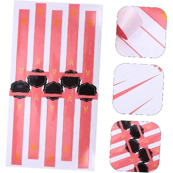 

MAGICLULU 100pcs Self-Adhesive Baking Stickers for Cake Boxes, Biscuit Packaging, Paper Sealing Labels, Pink 11.49 X 0.78 Inches
