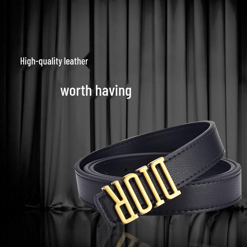 Women's Korean Style Leather Belt with Letter Buckle - Minimalist Fashion Belt for Skirts and Pants