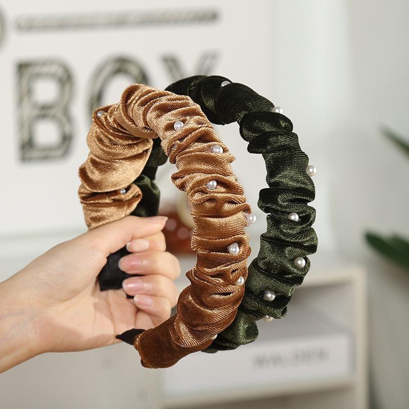 Women's Velvet Hairband Headband Pearl Hair Hoop Bands Accessories