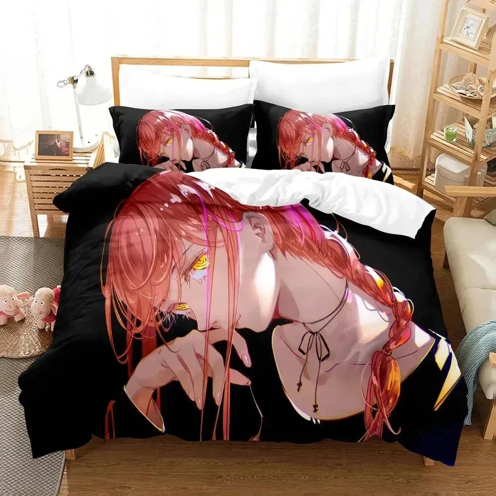 

3D Print Anime Chainsaw Man Makima Bedding Set Double Twin King Duvet Cover Comforter Pillowcase Boys Girls Adults Bedroom EU Single(135*200cm)3pcs