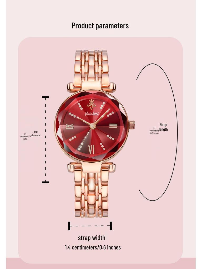 Yalalusi Roségold Damen Wasserdichte Quarz Uhr mit Rubin Akzent - Modisch und Elegant