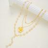 3 Pcs Elegant Flower Pendant Necklaces Set for Women Vintage Simple Pearl Bead Chain Necklaces Fashion Daily Party Jewelry Gifts