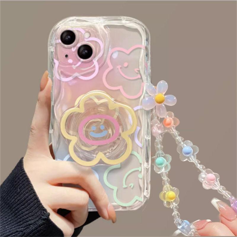Pink Bowknot Chain Phone Case For Samsung Galaxy S25 FE S24 S23 S22 Ultra Plus FE A56 A55 A16 A06 A17 A53 5G Cover Clear  Soft