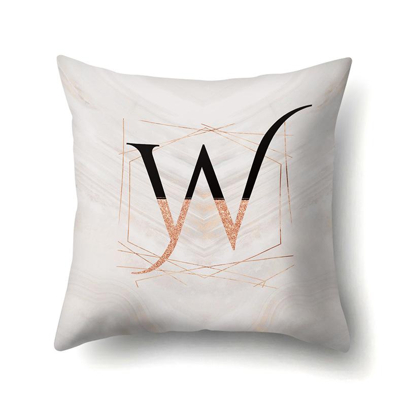 Polyester Pillow Case Black Gold Watercolor Home Furnishing 26 English Letters Printed Waist Cushion Sofa Pillow Case