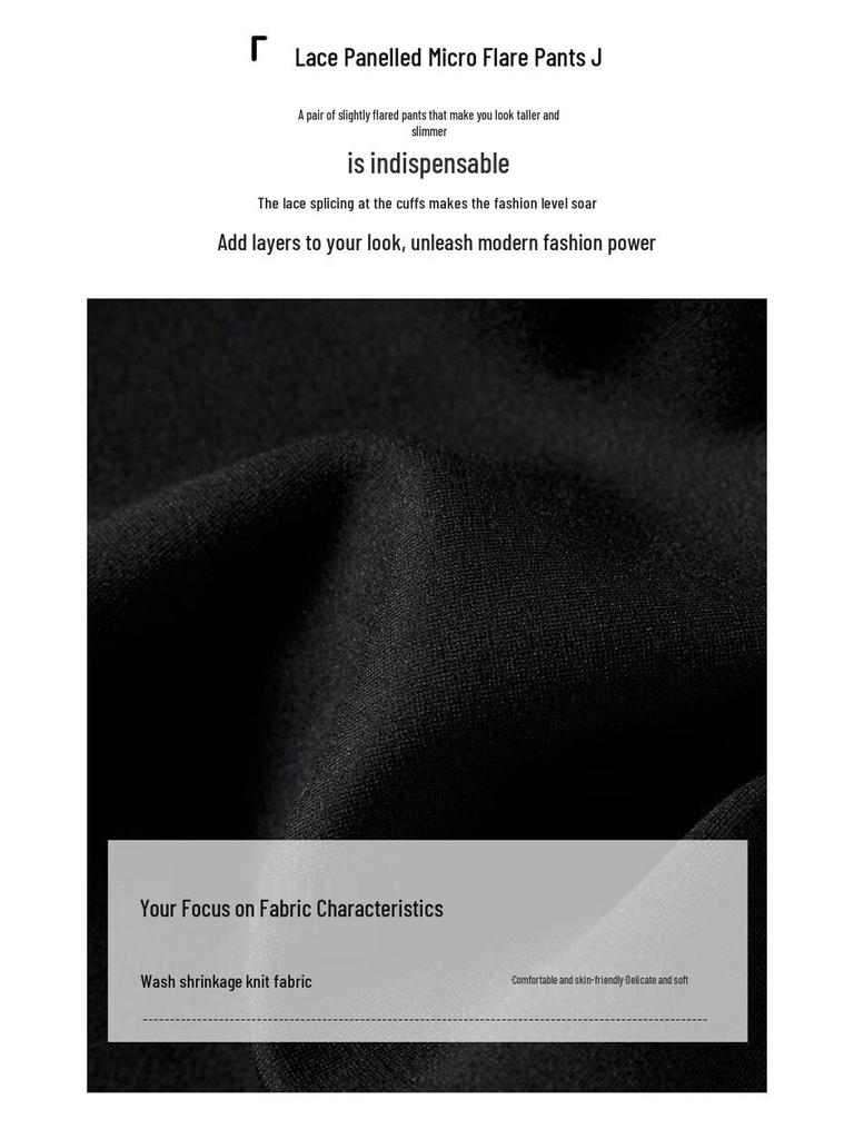 Tachi Women's High-Waist Slim Micro-Flare Ankle Pants with Contrast Lace Trim