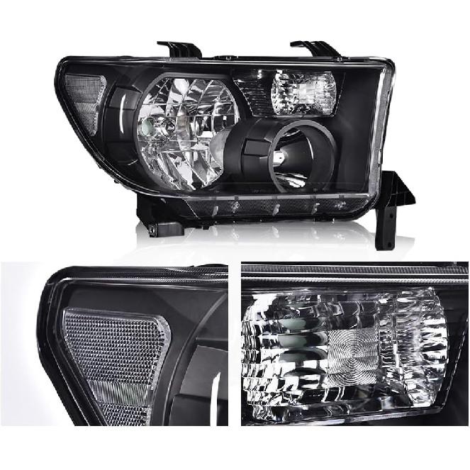 PIT66 Headlight Assembly Fit for 2007-2013 Tundra (W/O Headlight Leveling Model) Fit 2008-2017 Sequoia (12-14 Sequoia WITHOUT Headlight Washer Only)