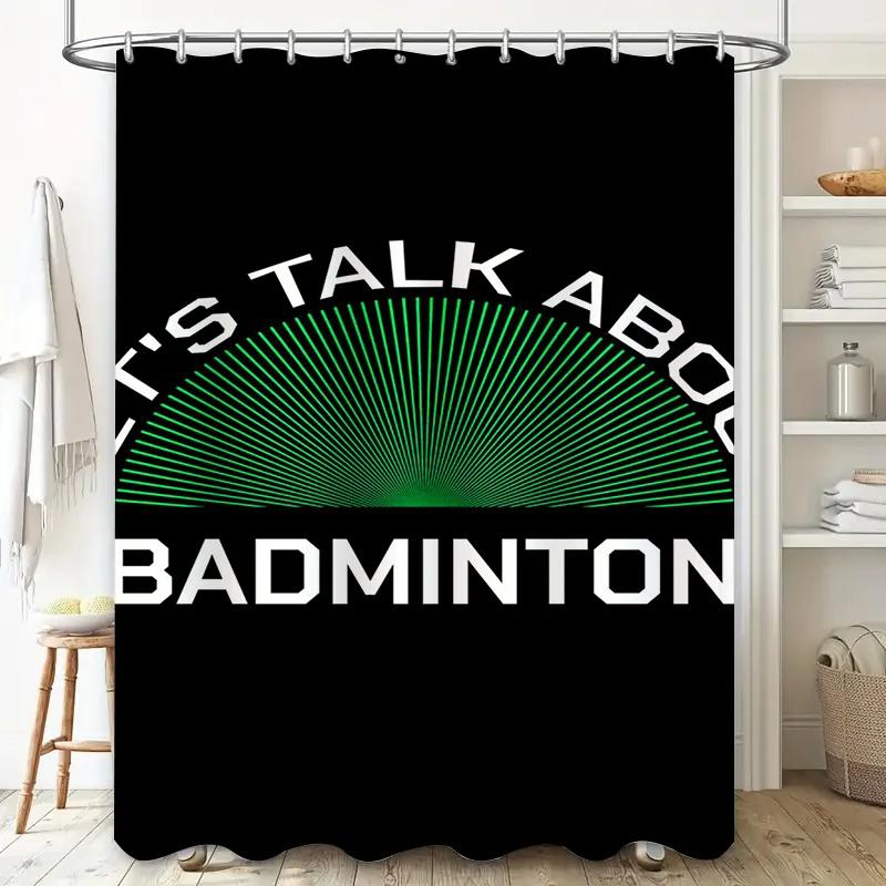 

Let S Talk About Badminton Shower Curtain Green Radiating Design For Bathroom Decorations W60H190(CM)-1 Pcs