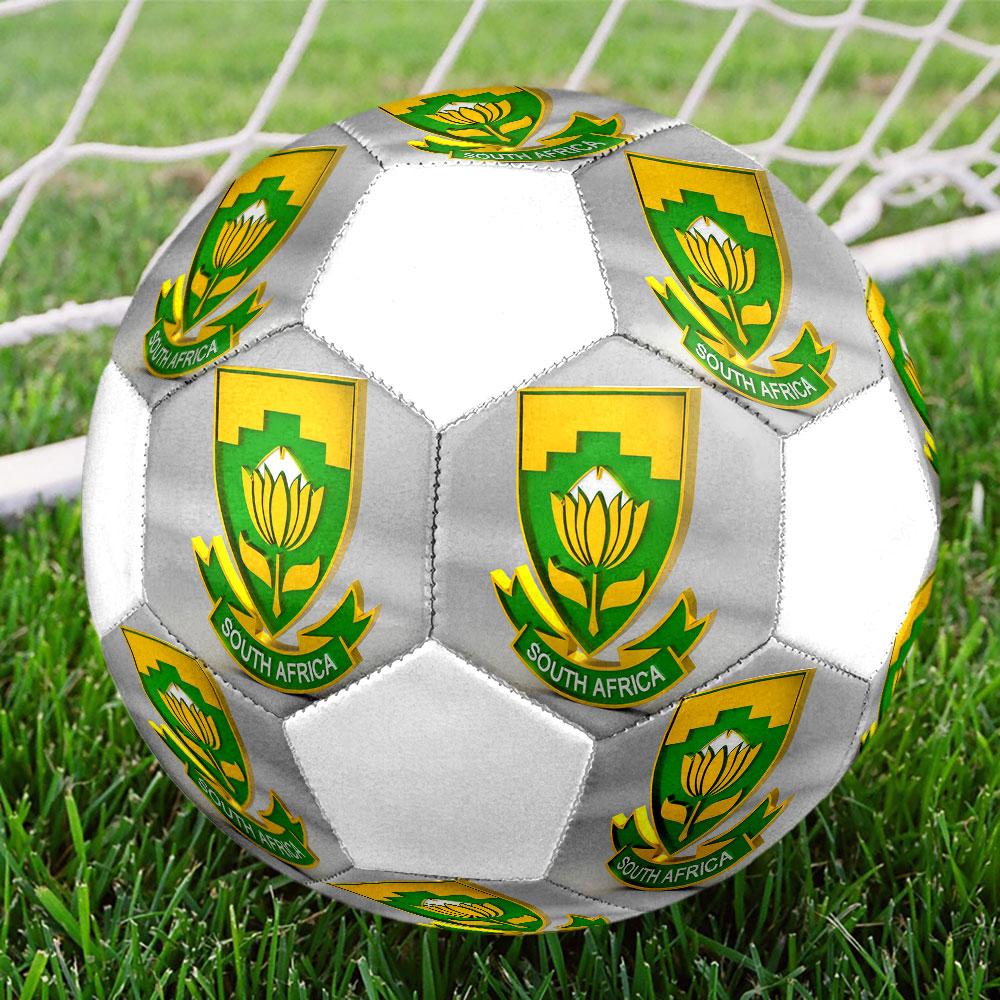 South Africa National Football Size 5 Soccer Ball, Machine-Stitched PVC, Durable & High Bounce, All Ages Fit, Fan Merchandise, Matches & Outdoor Use.