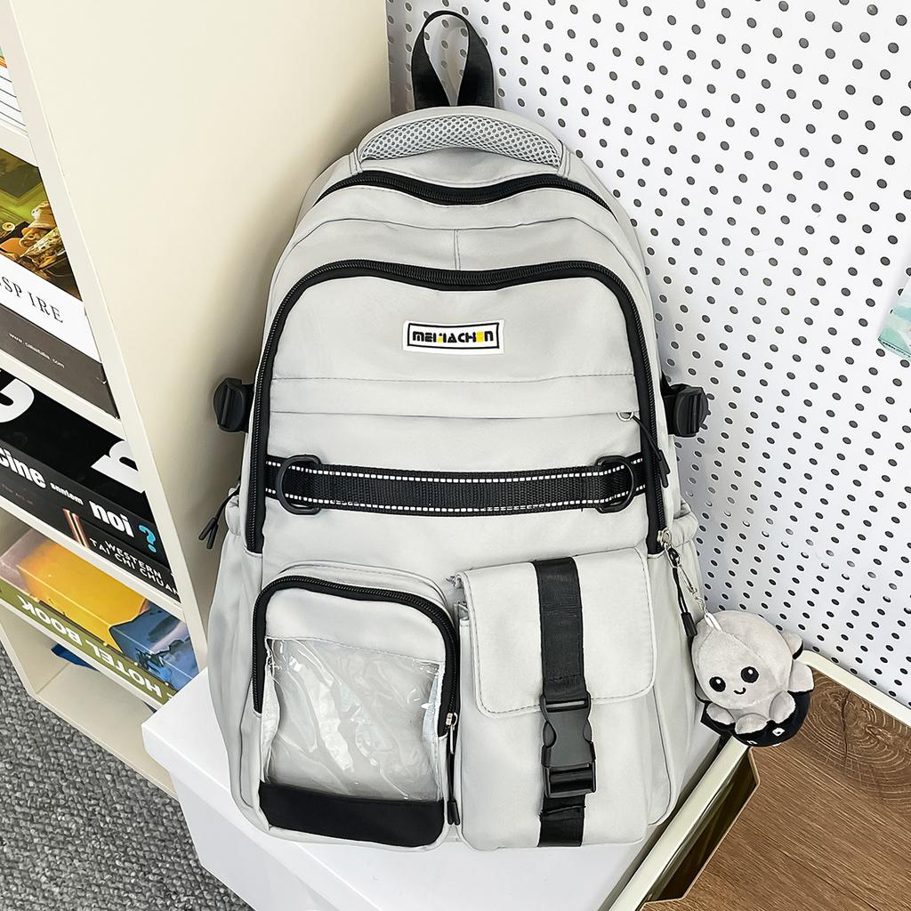 Schoolbag Retro Tooling Large-capacity Schoolbag Female Korean Version High School Student Junior High School Student Contrasting Color Backpack Male