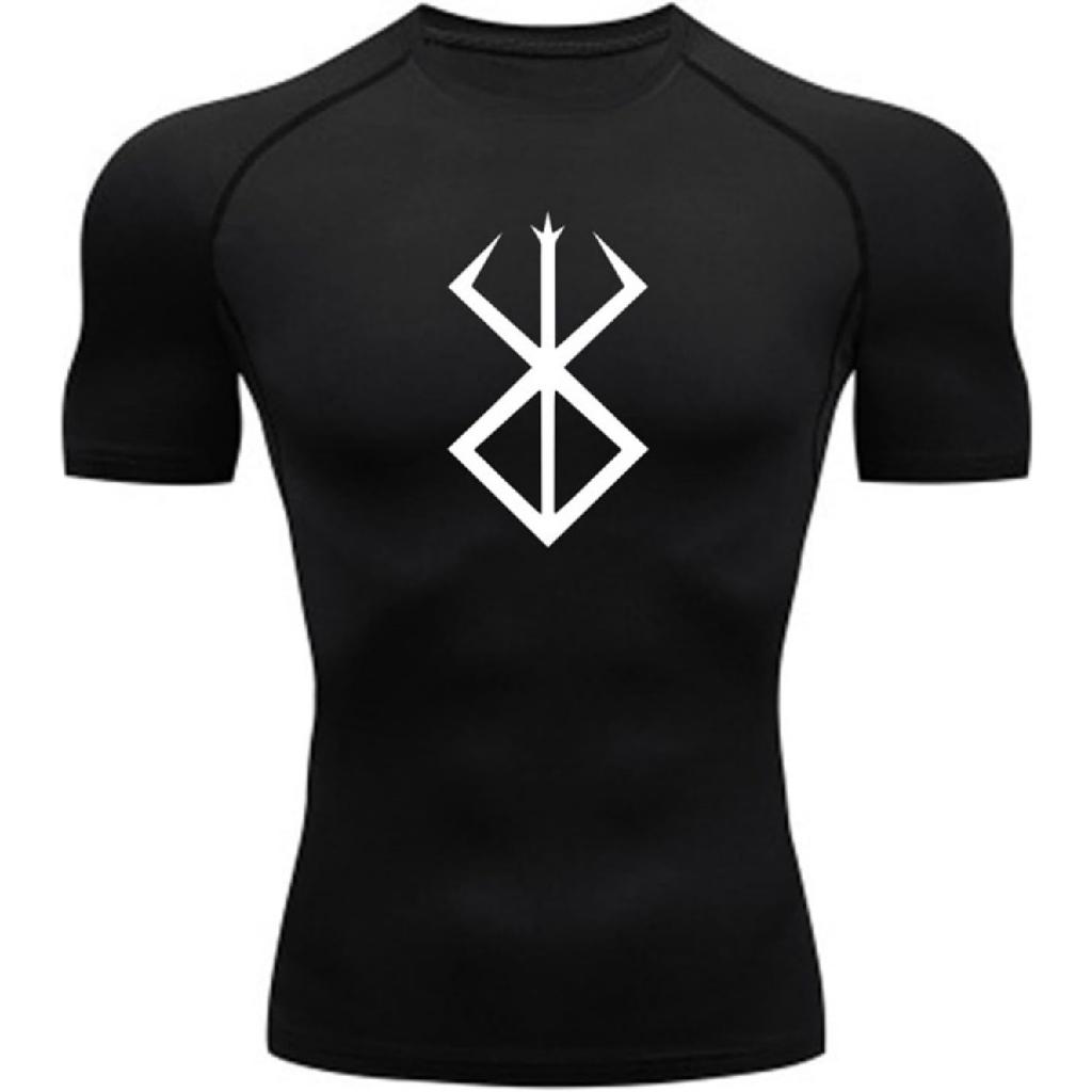 Fosike Berserk Manga Basketball Enganliegende T-Shirts Herren, Schnelltrocknende Fitness Kurzarmtops, Lauf-Trainingskleidung