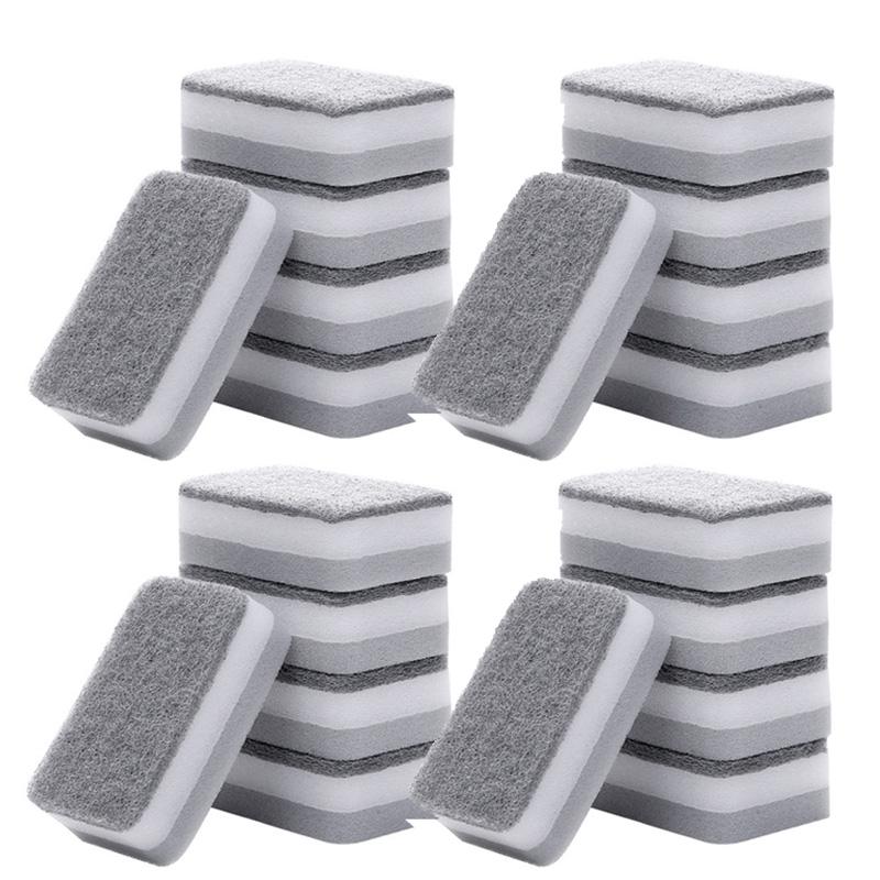 Double-sided sponge brush, washable pad for wiping grey dirt, kitchen stain sponge for cleaning, dishwashing sponge