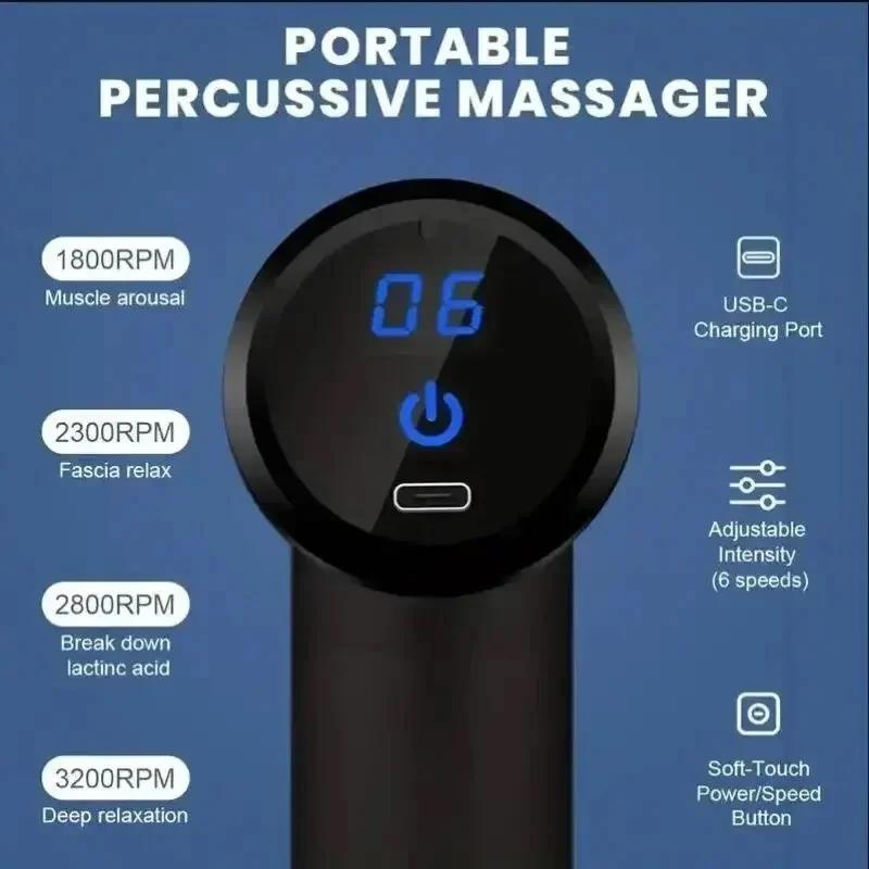 2025Portable Fascia Massage Gun Deep Tissue Mini Neck Foot Massage Gun Lightweight Adjustable Speed Whole Body Massage Equipment