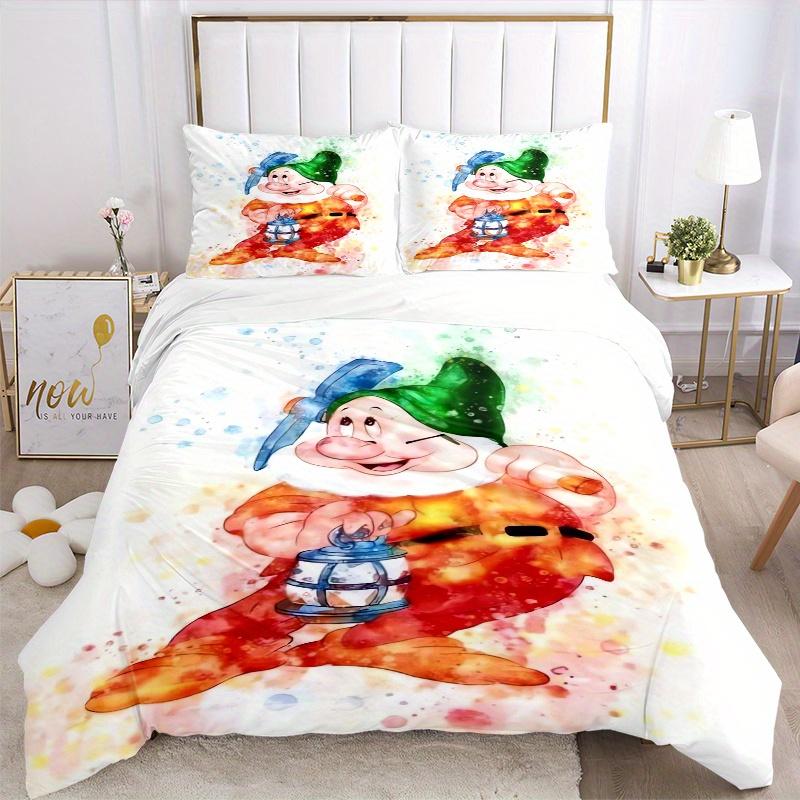 3pcs Disney Dwarfs Pattern Bedding Three-Piece Set (1 Cover + 2 Pillowcases, No Fillings) D021