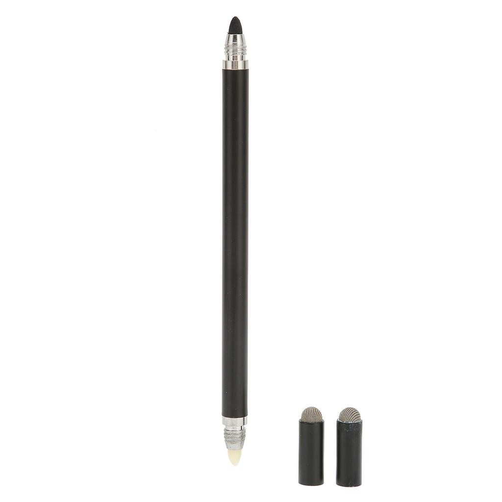 Black Stylus Pen 4 in 1 Multifunctional Accurate Positioning Capacitive Stylus with 2 Fiber Nibs