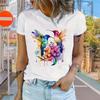 Modna Damska Piękna Kwiaty Rośliny Zwierzęta Litery Nadruk T-shirt Zabawny Casualowy Okrągły Dekolt Krótki Rękaw T-shirt Lato Damski T-shirt