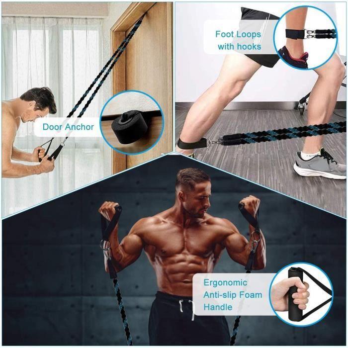 Resistance Bands - Set of 5 - 68 Kg - Padded Handles - Door Anchor