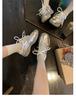 Cowhide Version Grape Mother Lace Splicing Casual Sports Shoes Pearl Belt Inner Heightening Platform Forrest Gump Shoes Women's Training Shoes