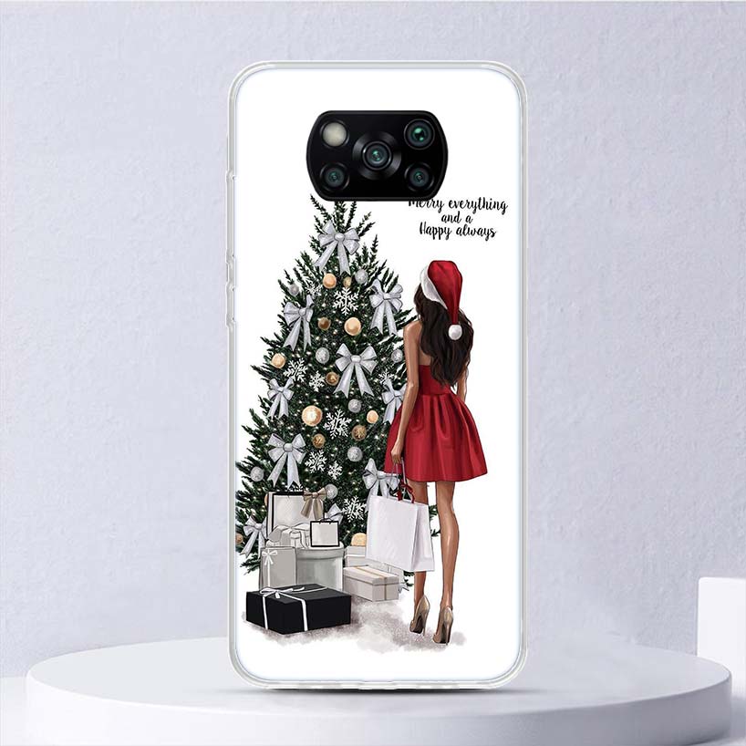 Christmas Girls Tree Gift Soft Case For Xiaomi Poco X3 NFC X4 M4 Pro M3 M2 Phone Cover F3 F2 F1 Mi Note 10 Lite A3 A2 A1 Funda C