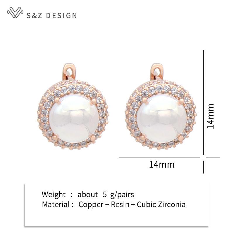 Fashion Luxury Rose Gold Color Round Cubic Zirconia Drop Earrings For Women Girl Elegant Wedding Jewelry