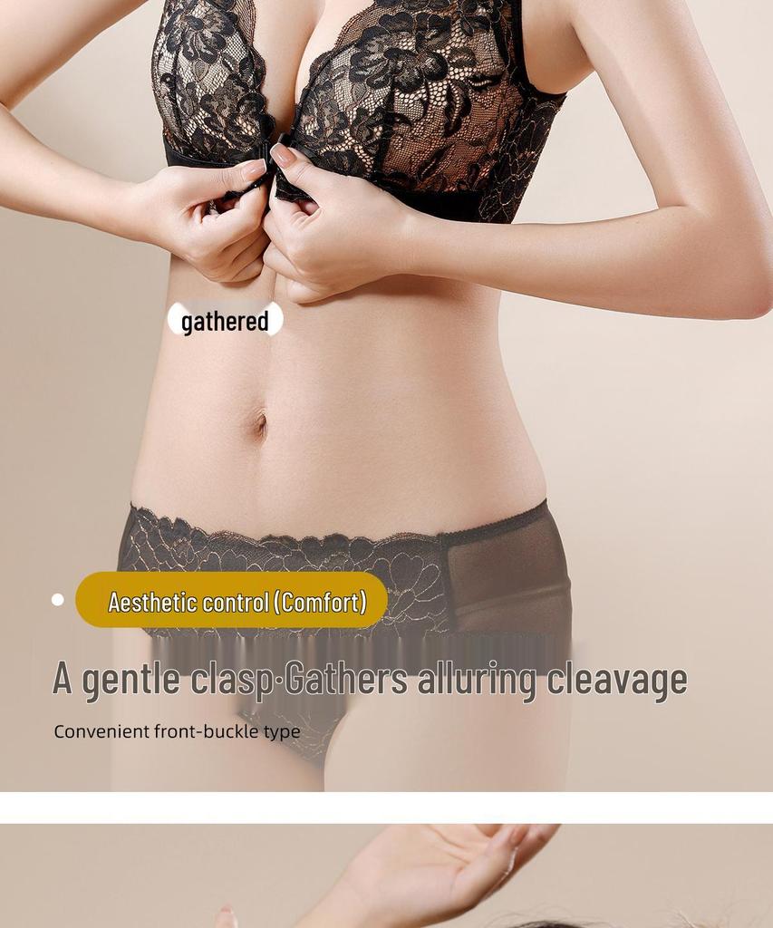 Reggiseno Push-Up Ricamato Stile Cinese: Chiusura anteriore, Sollevamento e Supporto per Seno Piccolo