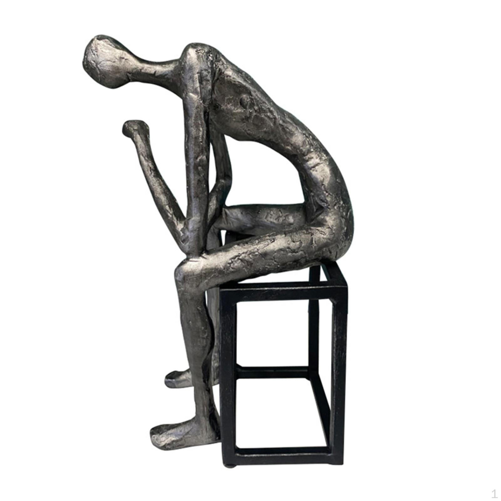 Human Figurine Sculpture SilverToned Resin with