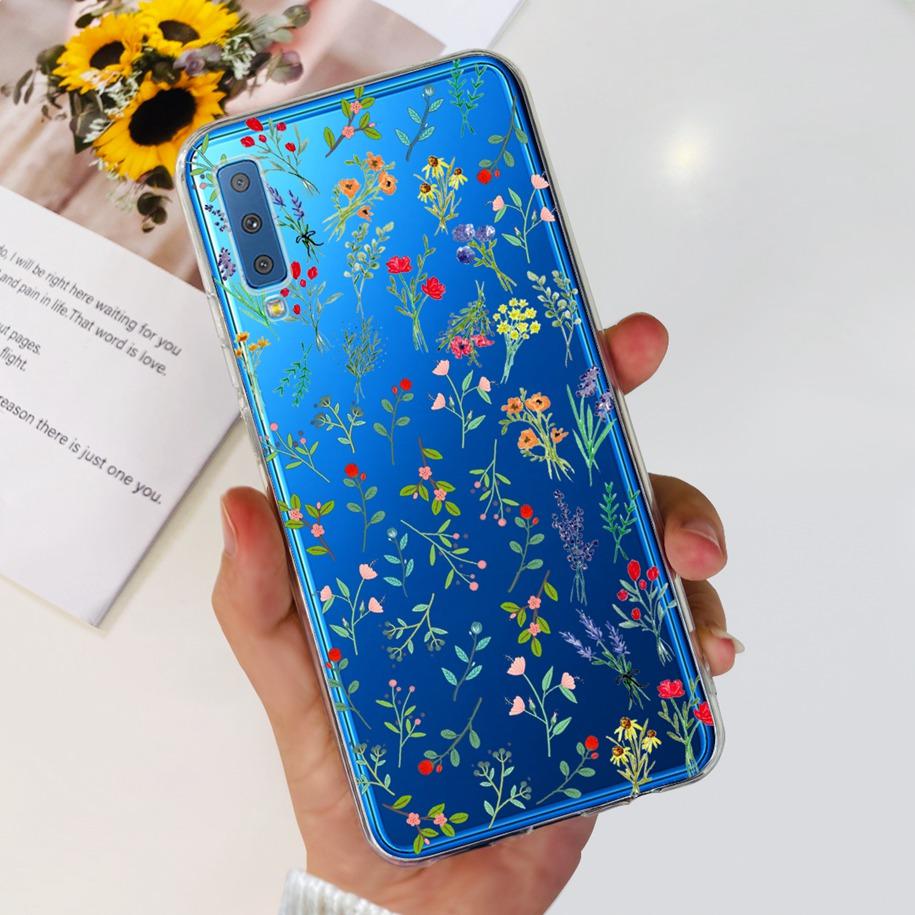 For Cover Samsung Galaxy A7 2018 Case New Fashion Flower Bumper Soft Silicone Phone Case For Samsung A7 2018 A750 SM-A750F Coque