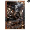 Steam Engine Metal Wall Art Sign Retro Industrial Decor Gift for Office