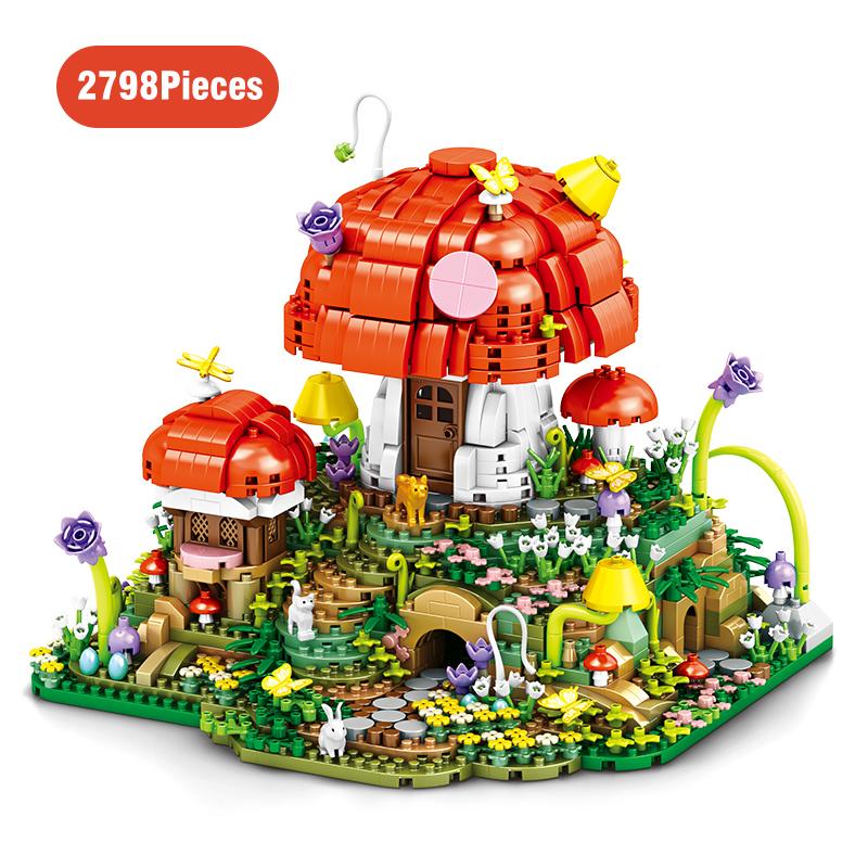 

2798Pieces Mushroom House Building Blocks Micro Mini Bricks Assemble Puzzle Toys For Children Birthday Gifts Kids Girls Child