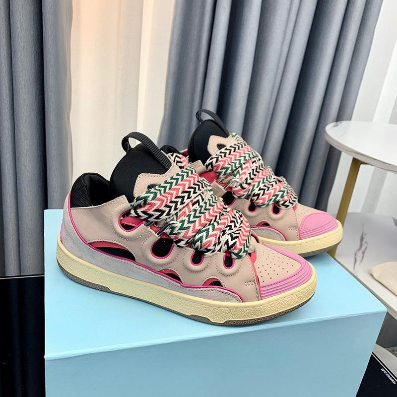 New Women Men Unisex Casual Shoes Sneakers Round Toe Lace Up Fashion Design Colorful Print Mixed Color Street Style Sport Shoes