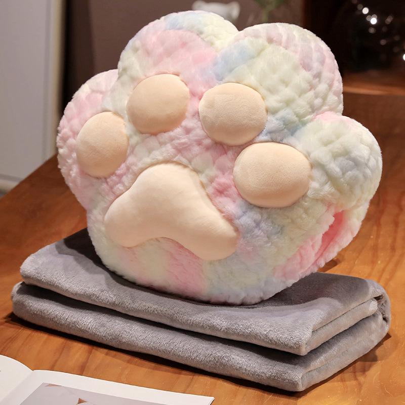 Polštářek a deka do auta s kočičími tlapkami: Dvojí použití pro zdřímnutí v kanceláři, na cestách a další