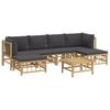 7 Piece Garden Lounge Set by with Dark Grey Cushions Bamboo