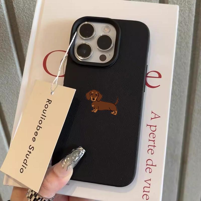 Phone Case For iPhone 11 12 13 14 15 16 17 Pro Max XS X XR 16E 16 Plus 17 Air Minimalist Brown Dachshund Pattern Soft TPU Cover