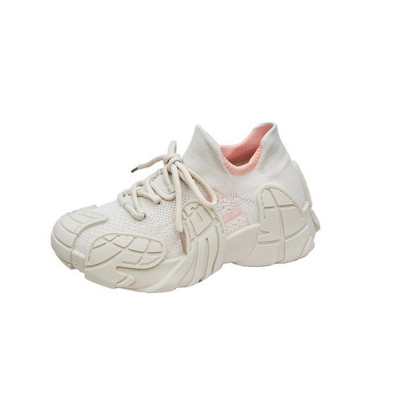 Spring and Autumn New Platform Sports Shoes Women's Lace-up Non-slip Fly-woven Women's Shoes Versatile Outdoor Running Shoes Women