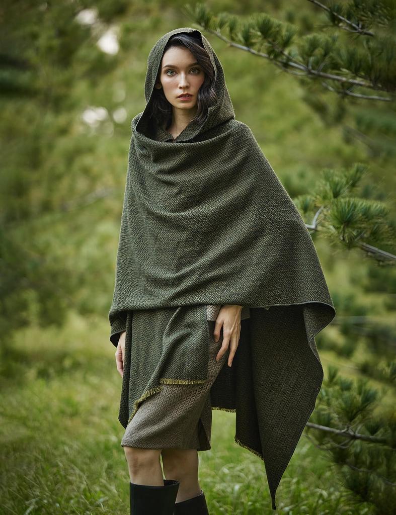BEAUTELICATE Hooded Knee Cold Everyday Cosplay Cloak Women's Poncho, Large, Long, Wrap, Wrap, Cape, Cloak, Protection, Unisex, Use,