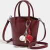 Retro Red Bucket Bag for Women, A Niche Wedding Bag for Brides In Autumn and Winter, A Hand-held Commuter Crossbody Bag
