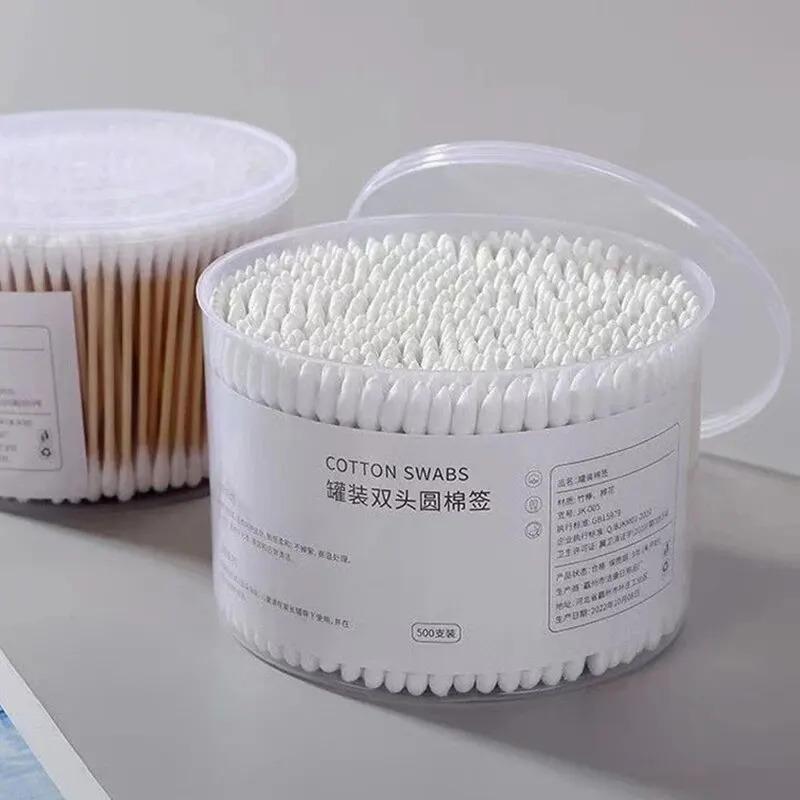 Boîte de 500 Cotons-tiges Jetables à Double Extrémité à Tête Ronde Pour Maquillage et Démaquillage Nettoyage Quotidien Soin des Animaux Polyvalent
