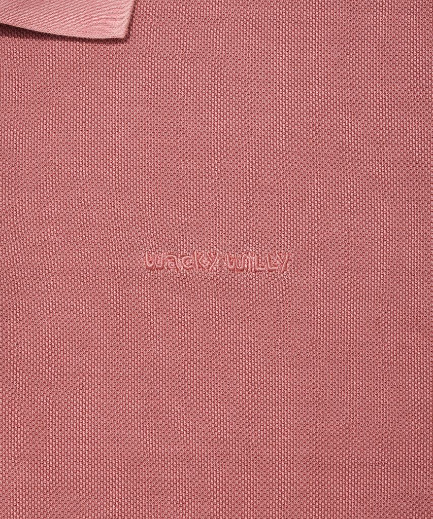 WACKY WILLY Pigment-Dyed Collared T-Shirt Pink