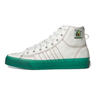 Originals Nizza Hi Rf Toile Décontractées Antidérapantes Durables Hautes Chaussures de Skate Baskets Unisexe Blanc Vert GX2707
