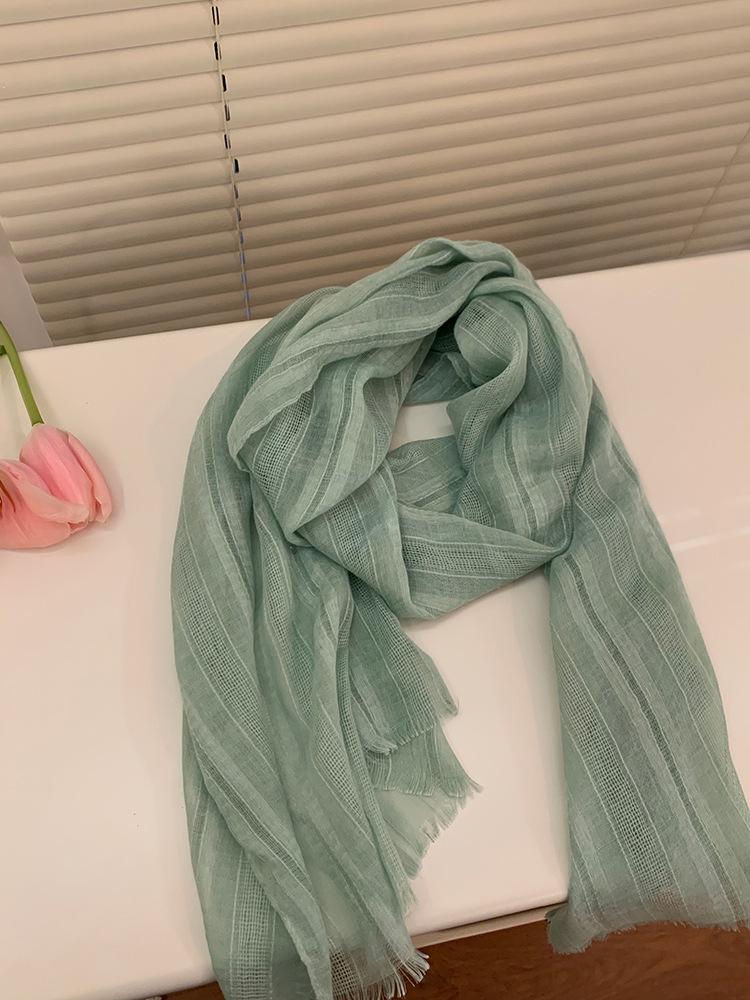 

Jasmine Green Grapes Mori Style Cotton Linen Silk Scarf for Women - Spring/Summer 2025 Neck Accessory