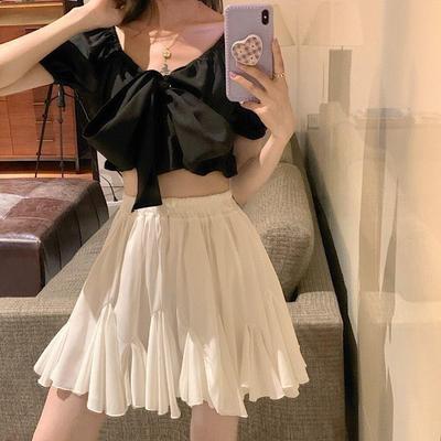Sweet & Salty Black Puffy Short Skirt for Women - Versatile, Slim, New 2024 Korean Style