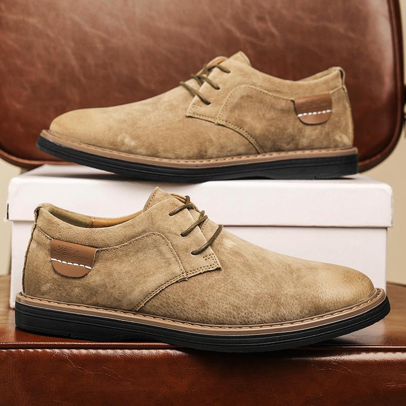 Zapatos Oxford clásicos de cuero genuino para hombres, zapatos planos, zapatos casuales de cuero de ante cómodos, mocasines, zapatos de negocios para hombre