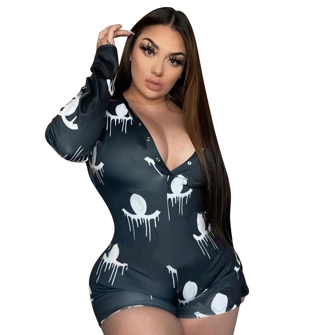 

J2155 Women s Fashion Print Jumpsuit - 6 Colors 2XL