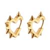 Stainless Steel Silver Color Spike Rivet Heart Hoop Earrings For Women Men Punk Metal Geometric Piercing Ear Buckle Jewelry