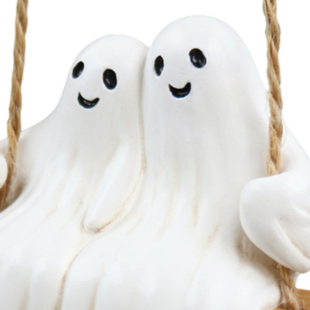 Halloween Couple Swing Ghost Statue Smile Spooky Cute Face Ghost Hanging Decor Gifts for Girlfriend Halloween Gift