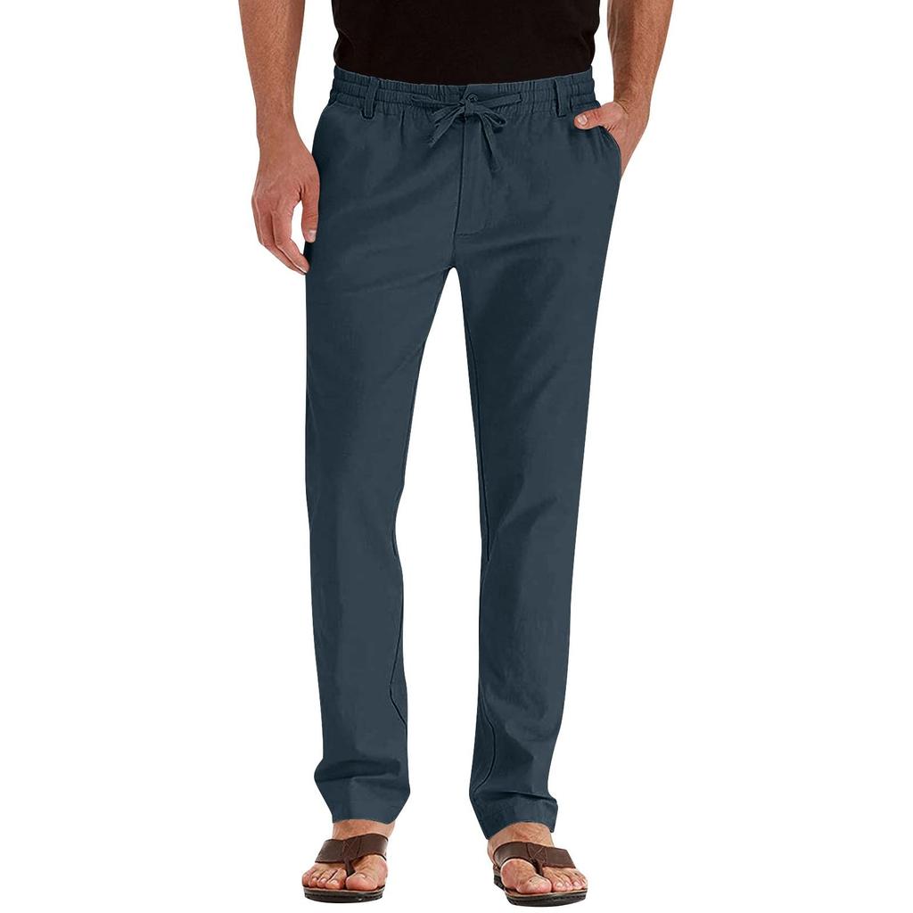 Macacão masculino com cordão, calças casuais com vários bolsos, calças de caminhada, calças de sarja de algodão