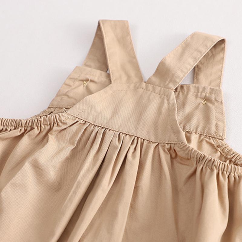 Κοριτσίστικο Καλοκαιρινό Σετ 2 Τεμαχίων- Μπλουζάκι με Στρογγυλή Λαιμόκοψη και Εκτύπωση Κινούμενου Σχεδίου Αρκούδας+ Φόρεμα Σαλιάρα - Χαριτωμένο Καθημερινό Σύνολο S-XXL