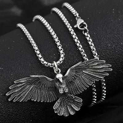 Collier pendentif simple corbeau aigle pour hommes et femmes